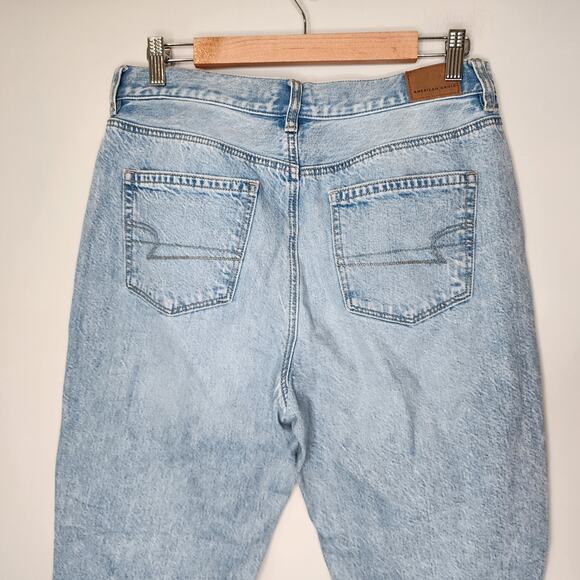 American Eagle Mom Jeans Women's 8R Medium Wash Distressed Denim - Picture 4 of 8